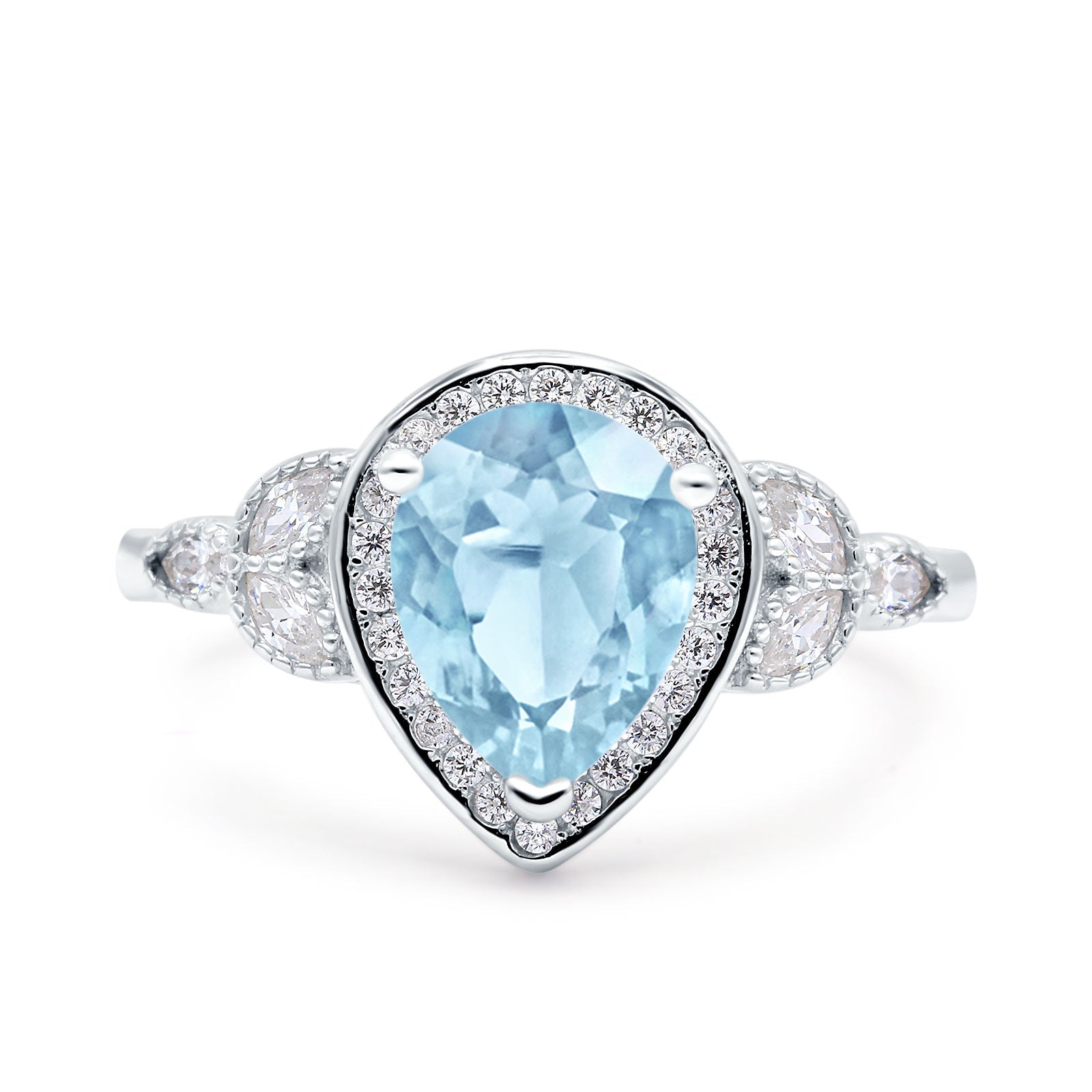 Pear Teardrop Natural Stone Wedding Ring