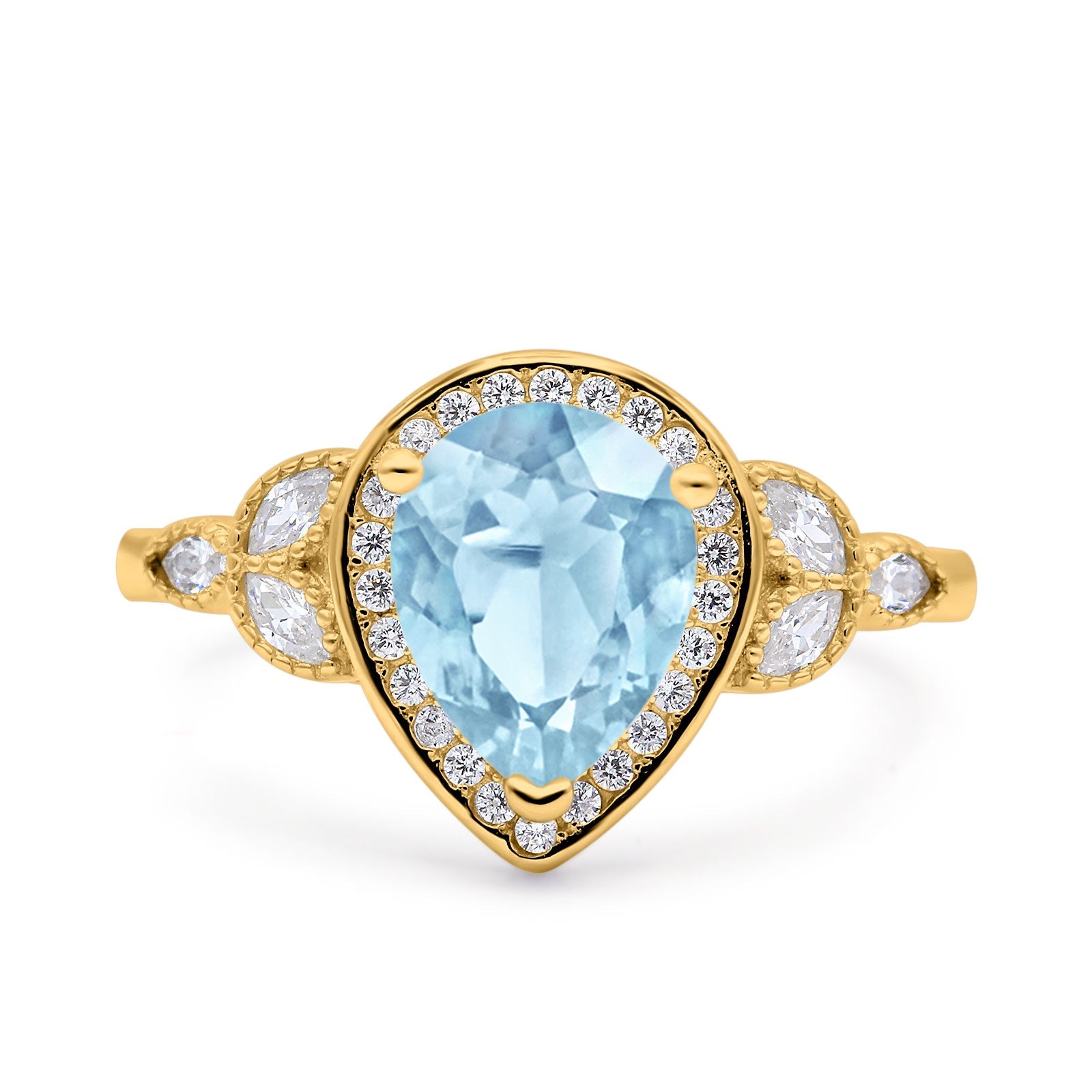 Pear Teardrop Natural Stone Wedding Ring