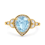 Pear Teardrop Natural Stone Wedding Ring