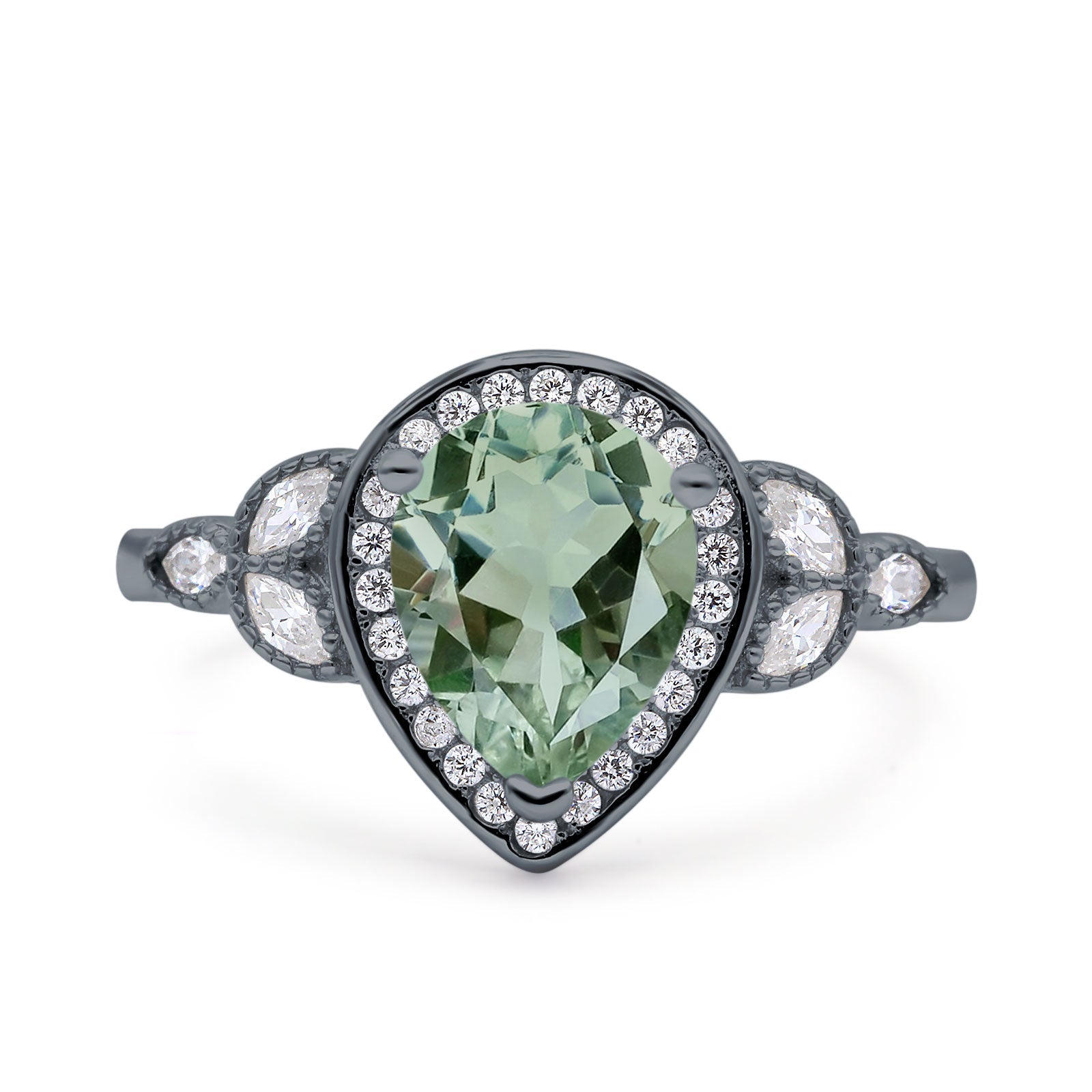 Pear Teardrop Natural Stone Wedding Ring