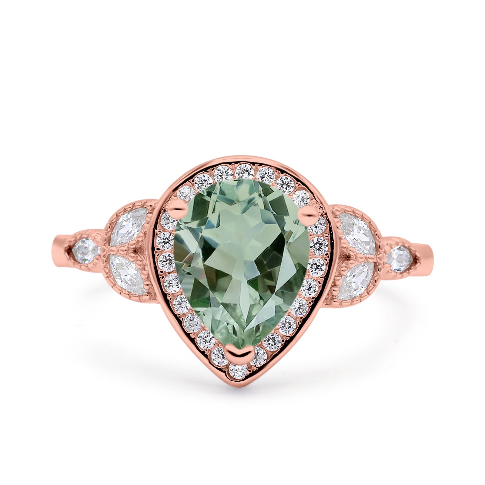 Pear Teardrop Natural Stone Wedding Ring