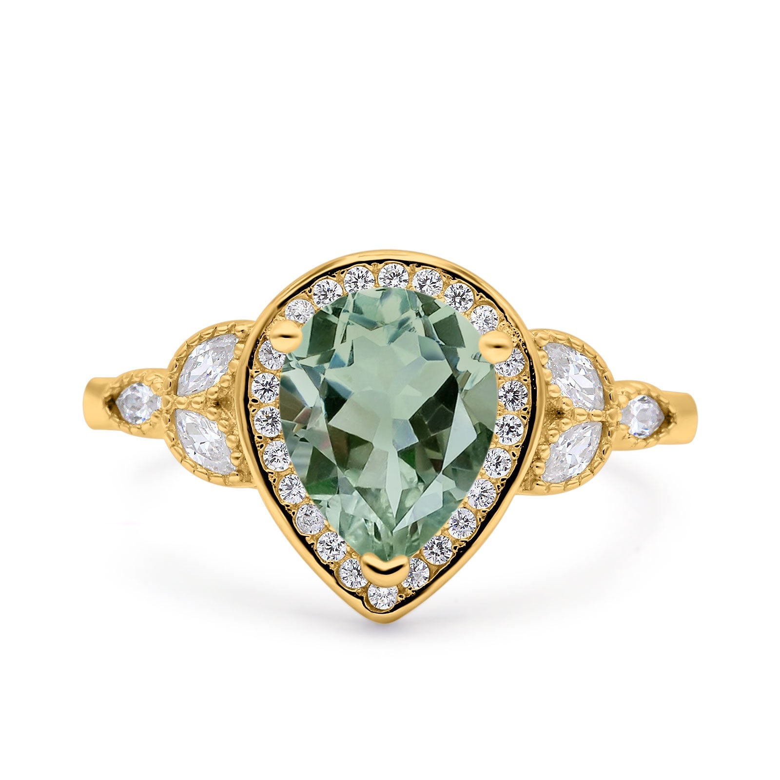 Pear Teardrop Natural Stone Wedding Ring