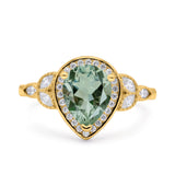 Pear Teardrop Natural Stone Wedding Ring