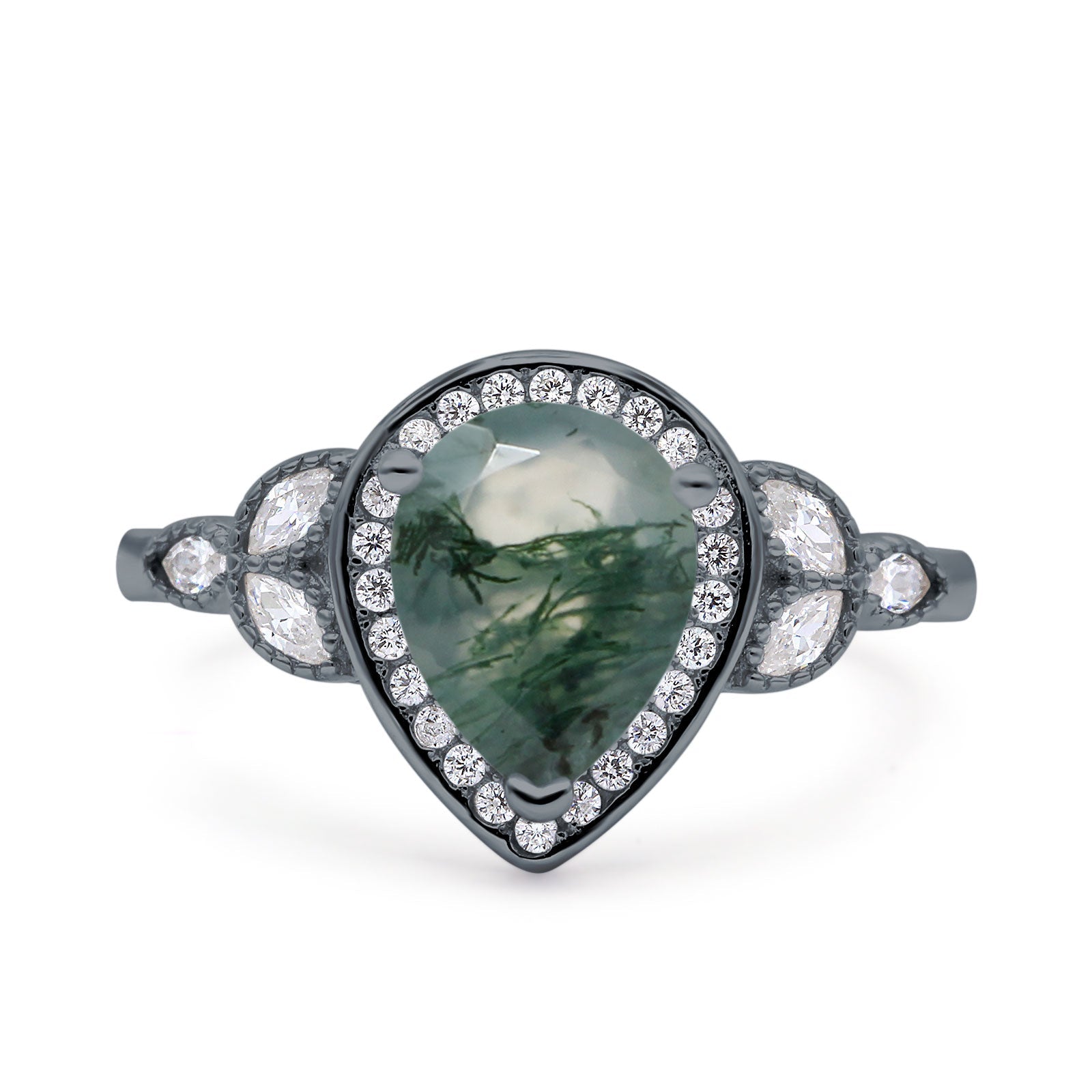 Pear Teardrop Natural Stone Wedding Ring