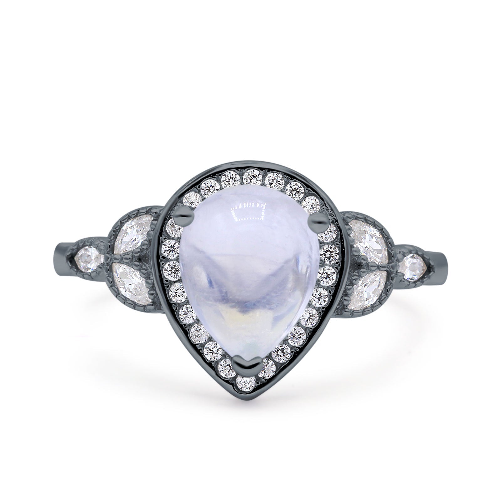 Pear Teardrop Natural Stone Wedding Ring