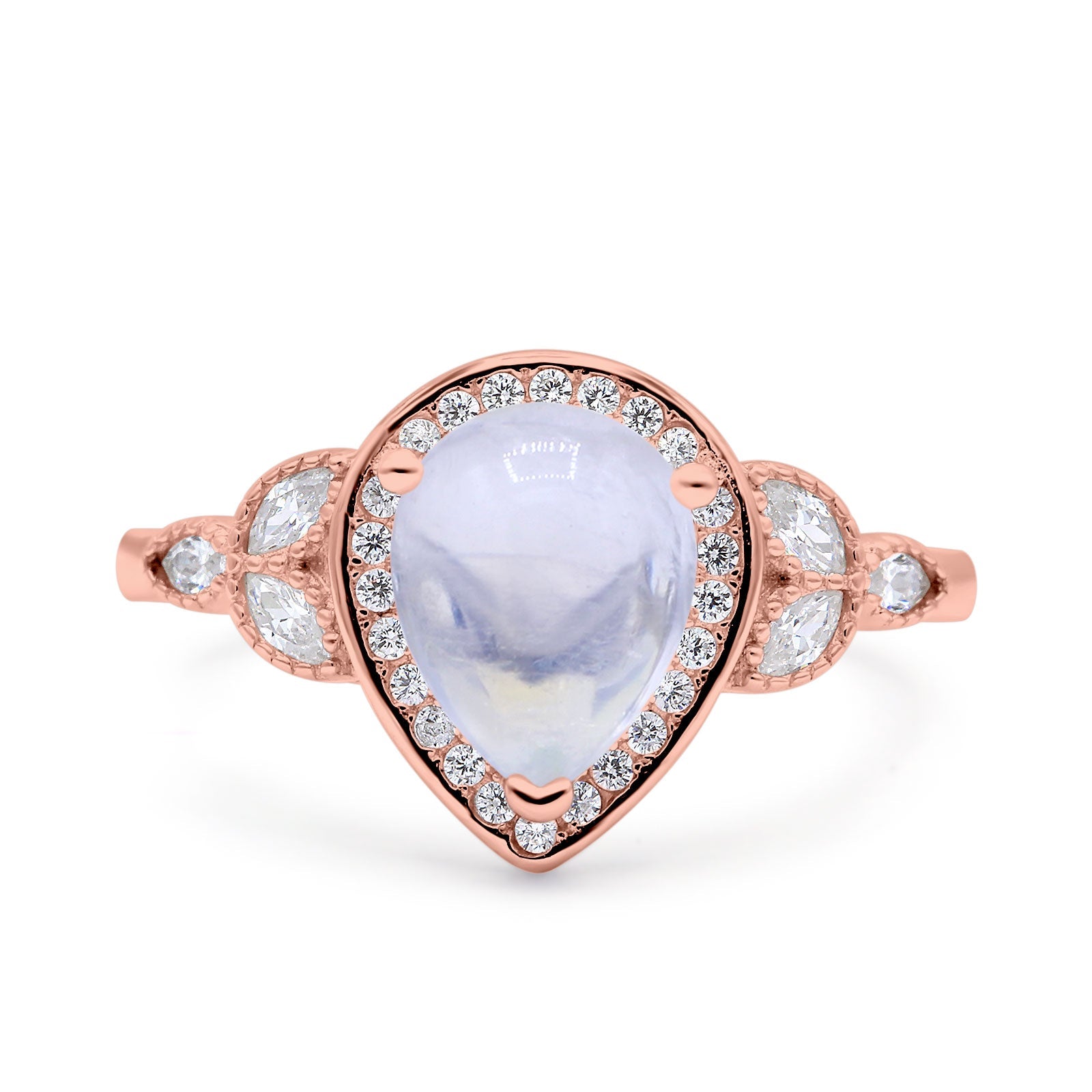 Pear Teardrop Natural Stone Wedding Ring