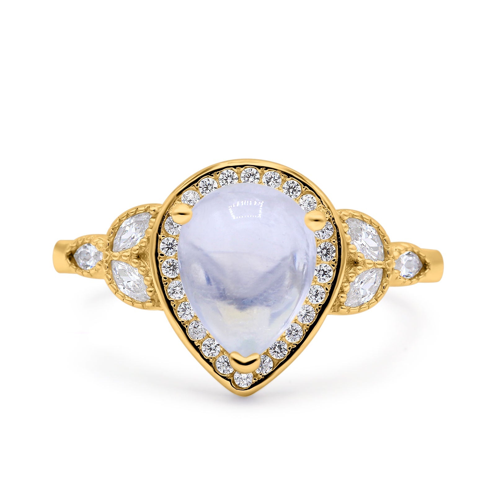 Pear Teardrop Natural Stone Wedding Ring