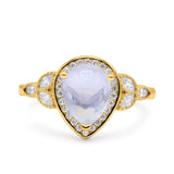 Pear Teardrop Natural Stone Wedding Ring