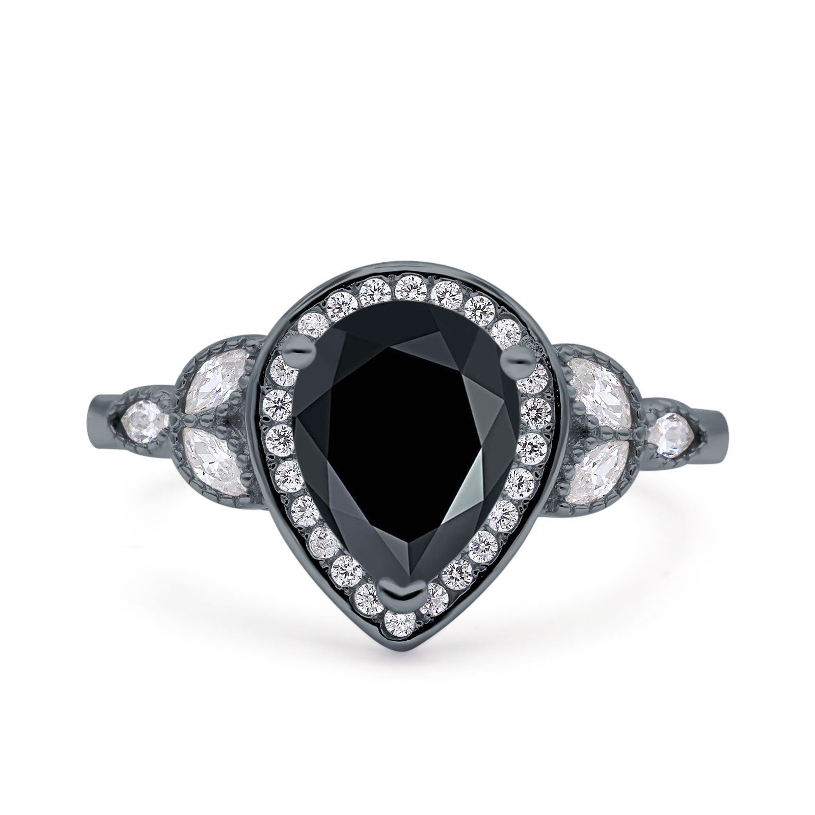 Pear Teardrop Natural Stone Wedding Ring