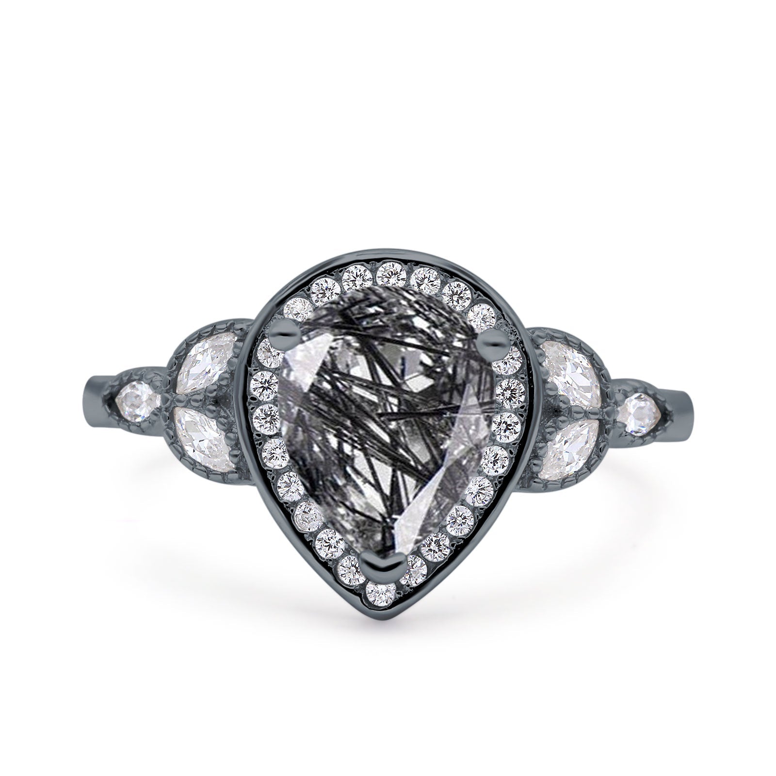 Pear Teardrop Natural Stone Wedding Ring