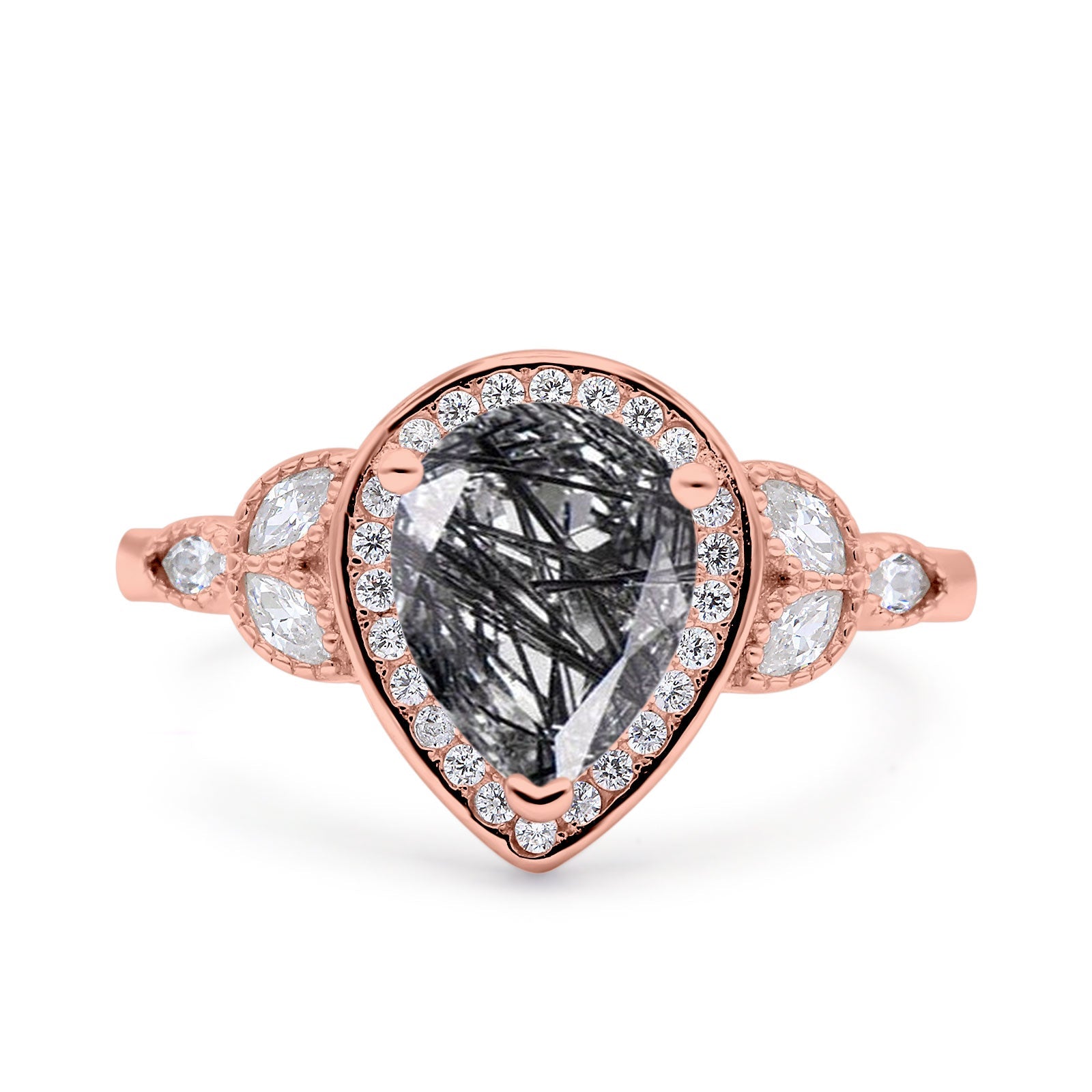 Pear Teardrop Natural Stone Wedding Ring