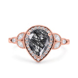 Pear Teardrop Natural Stone Wedding Ring