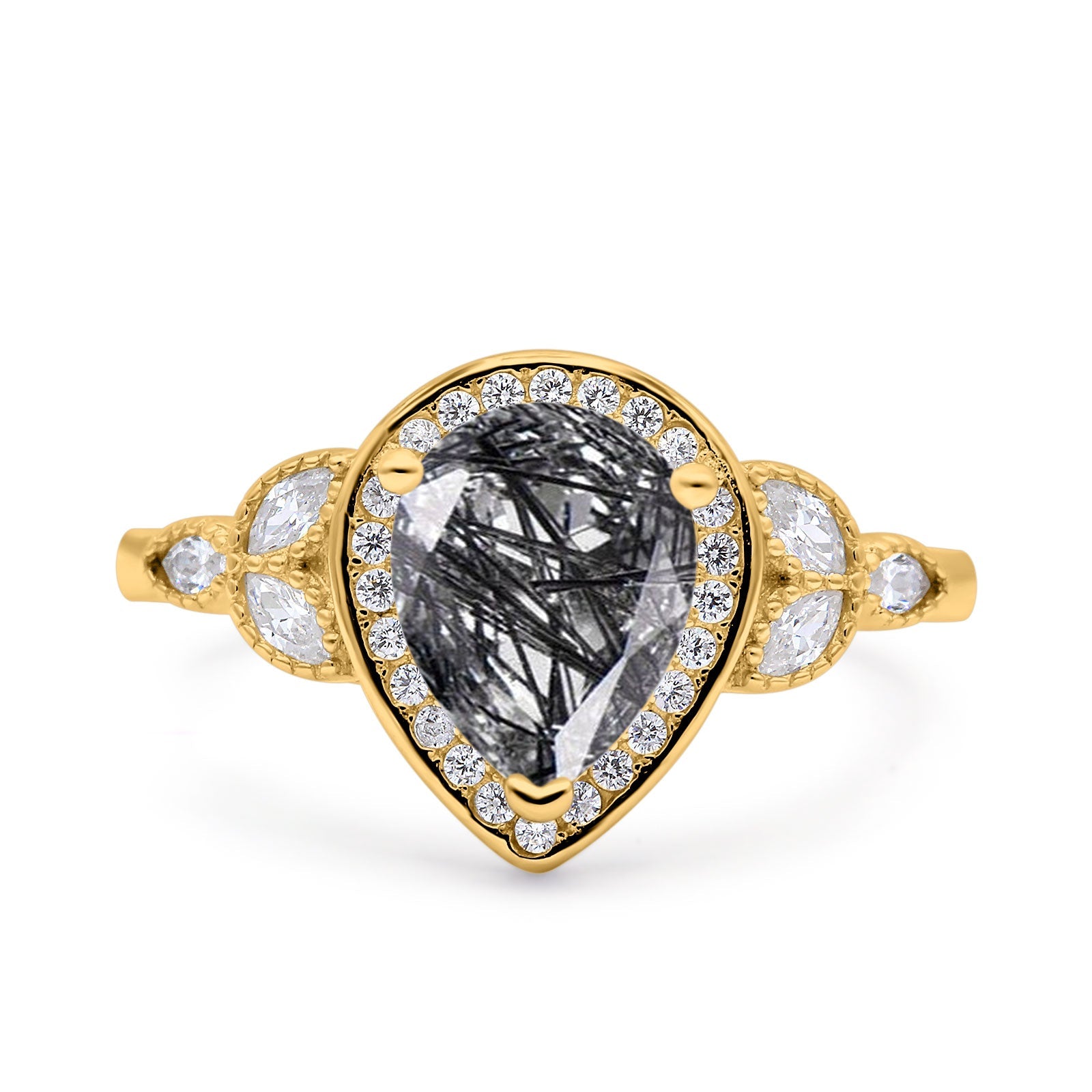 Pear Teardrop Natural Stone Wedding Ring