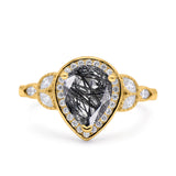 Pear Teardrop Natural Stone Wedding Ring