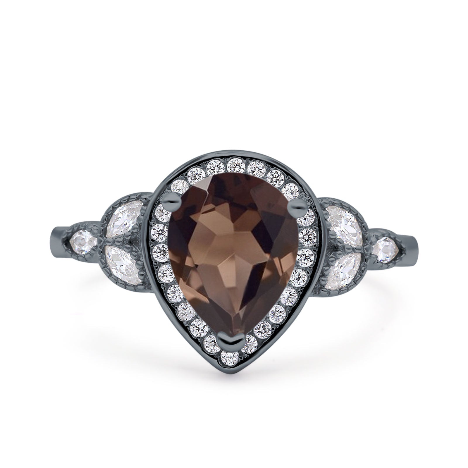 Pear Teardrop Natural Stone Wedding Ring