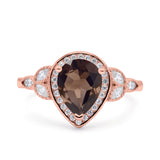 Pear Teardrop Natural Stone Wedding Ring