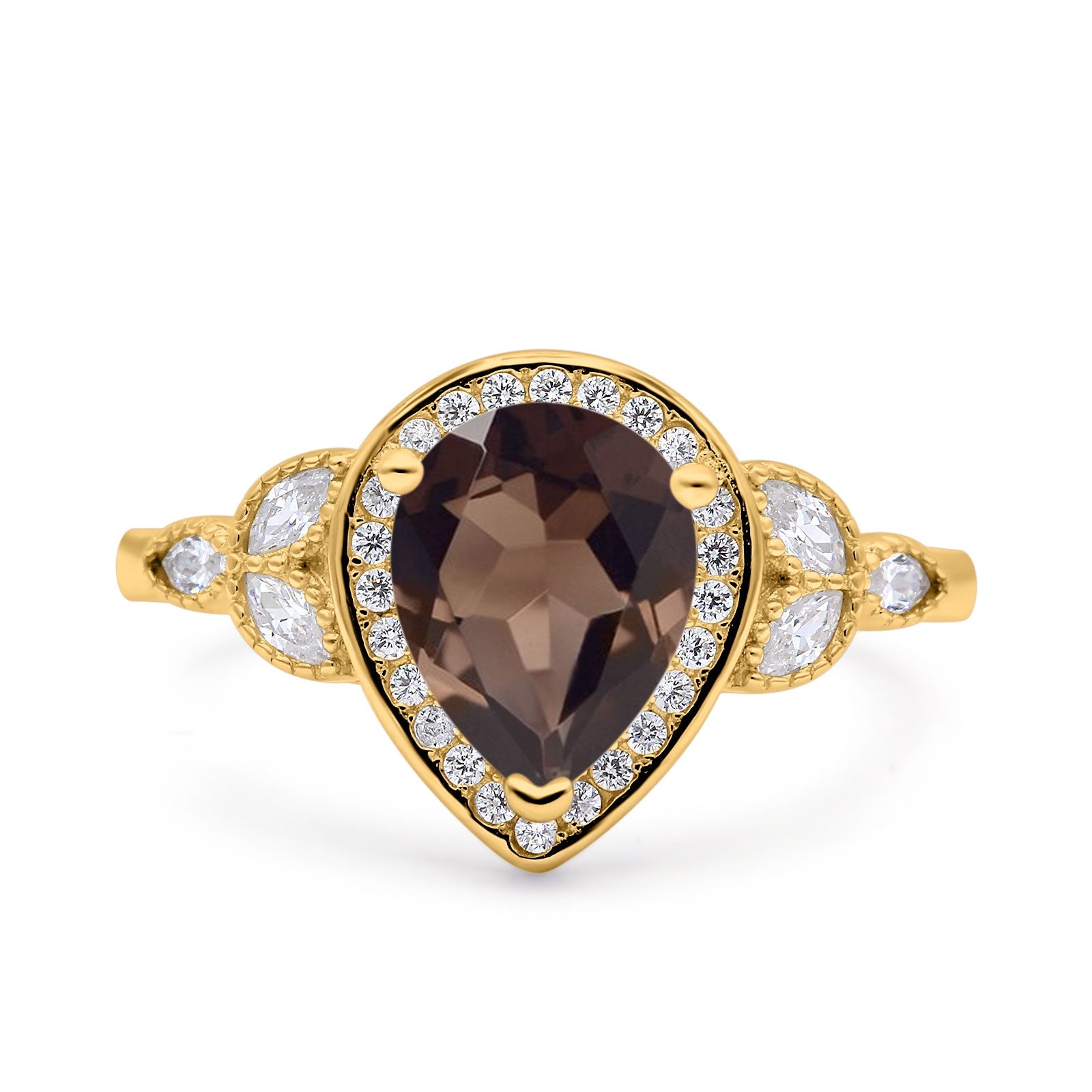 Pear Teardrop Natural Stone Wedding Ring