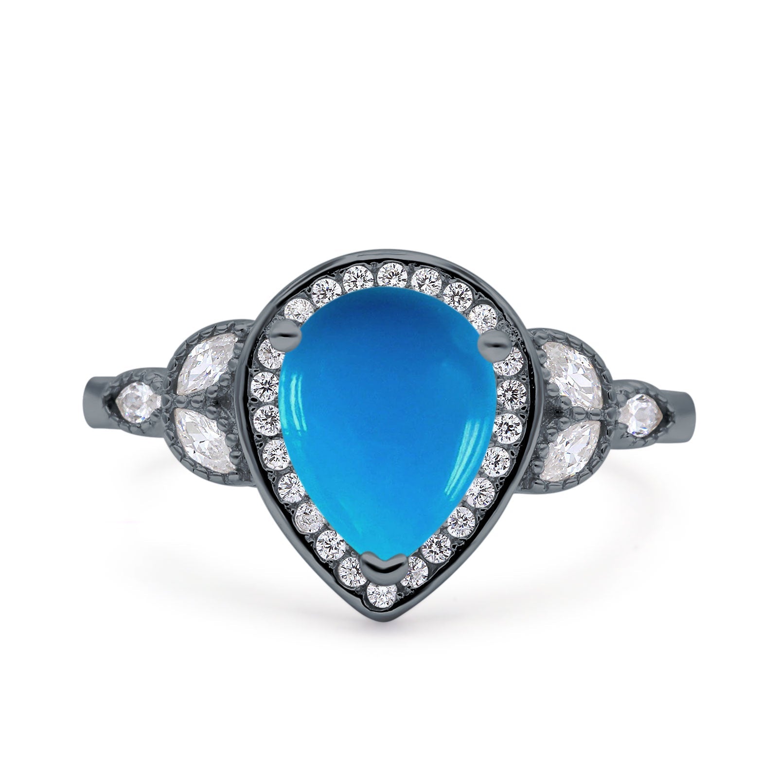 Pear Teardrop Natural Stone Wedding Ring