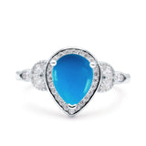 Pear Teardrop Natural Stone Wedding Ring