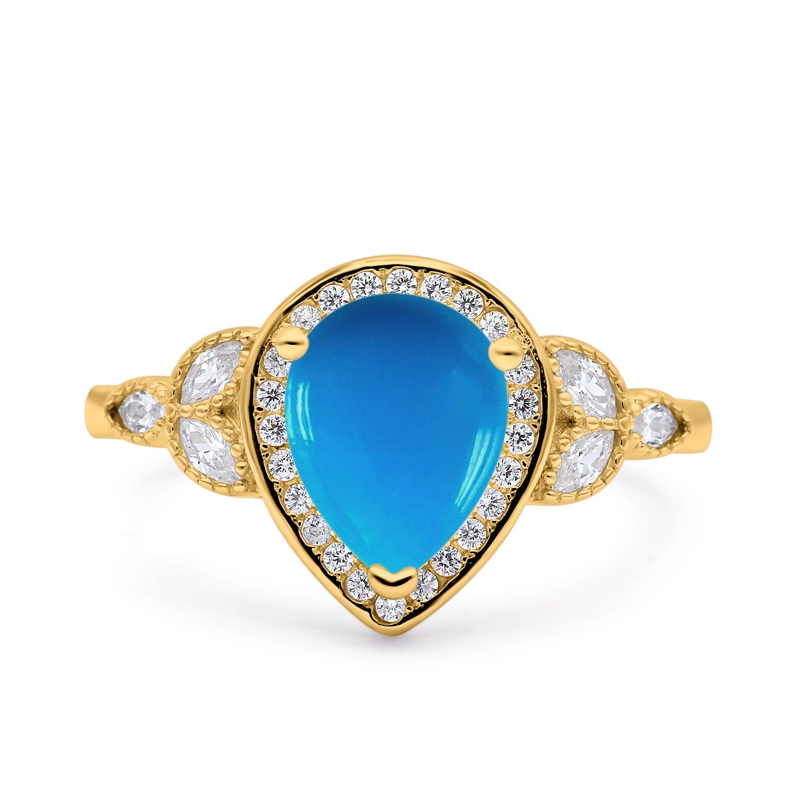 Pear Teardrop Natural Stone Wedding Ring