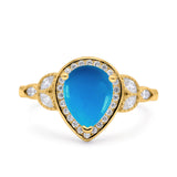 Pear Teardrop Natural Stone Wedding Ring