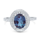 Oval Natural Stone Halo Wedding Ring