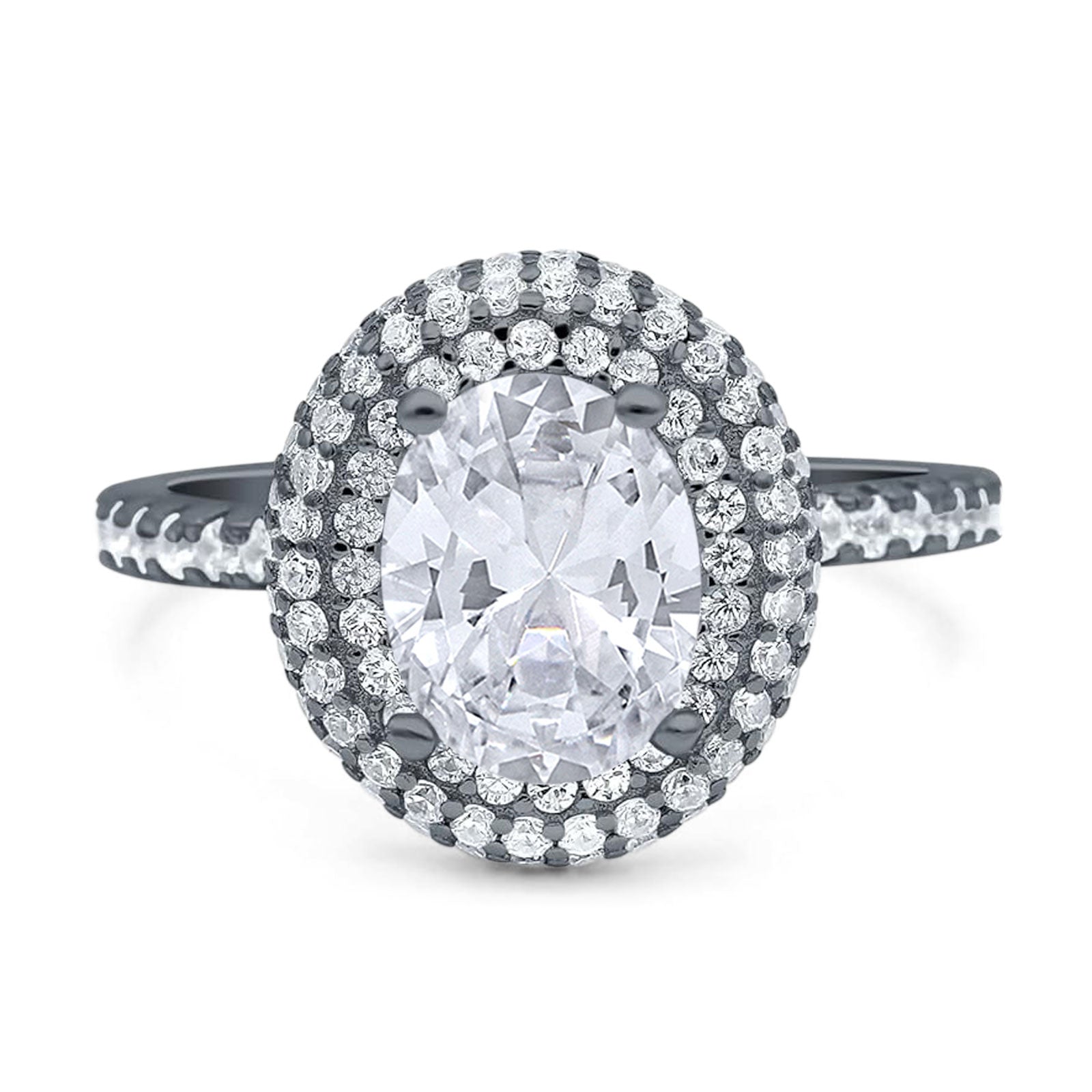 Oval Natural Stone Halo Wedding Ring