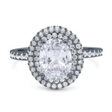 Oval Natural Stone Halo Wedding Ring
