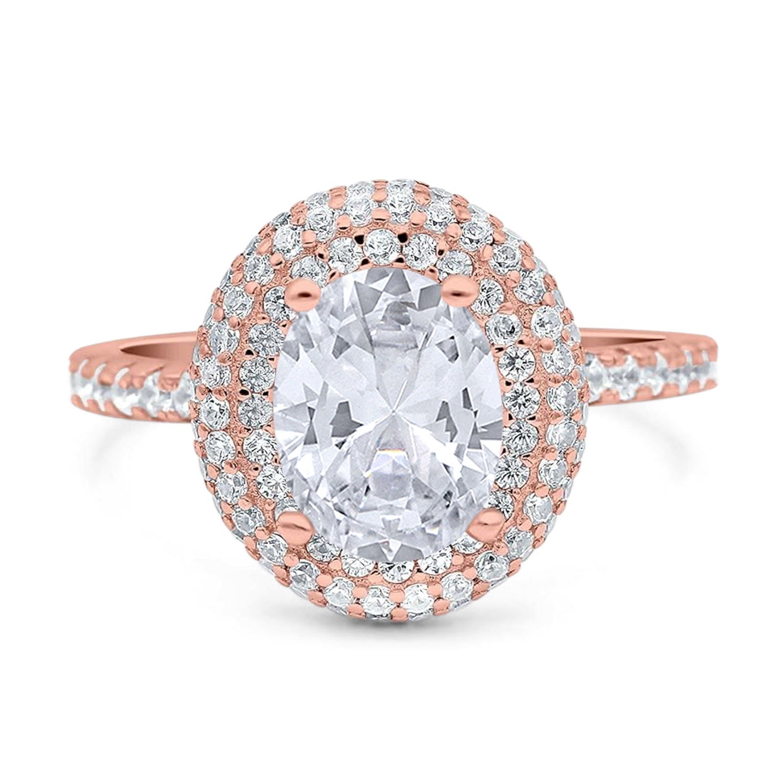 Oval Natural Stone Halo Wedding Ring