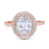 Oval Natural Stone Halo Wedding Ring