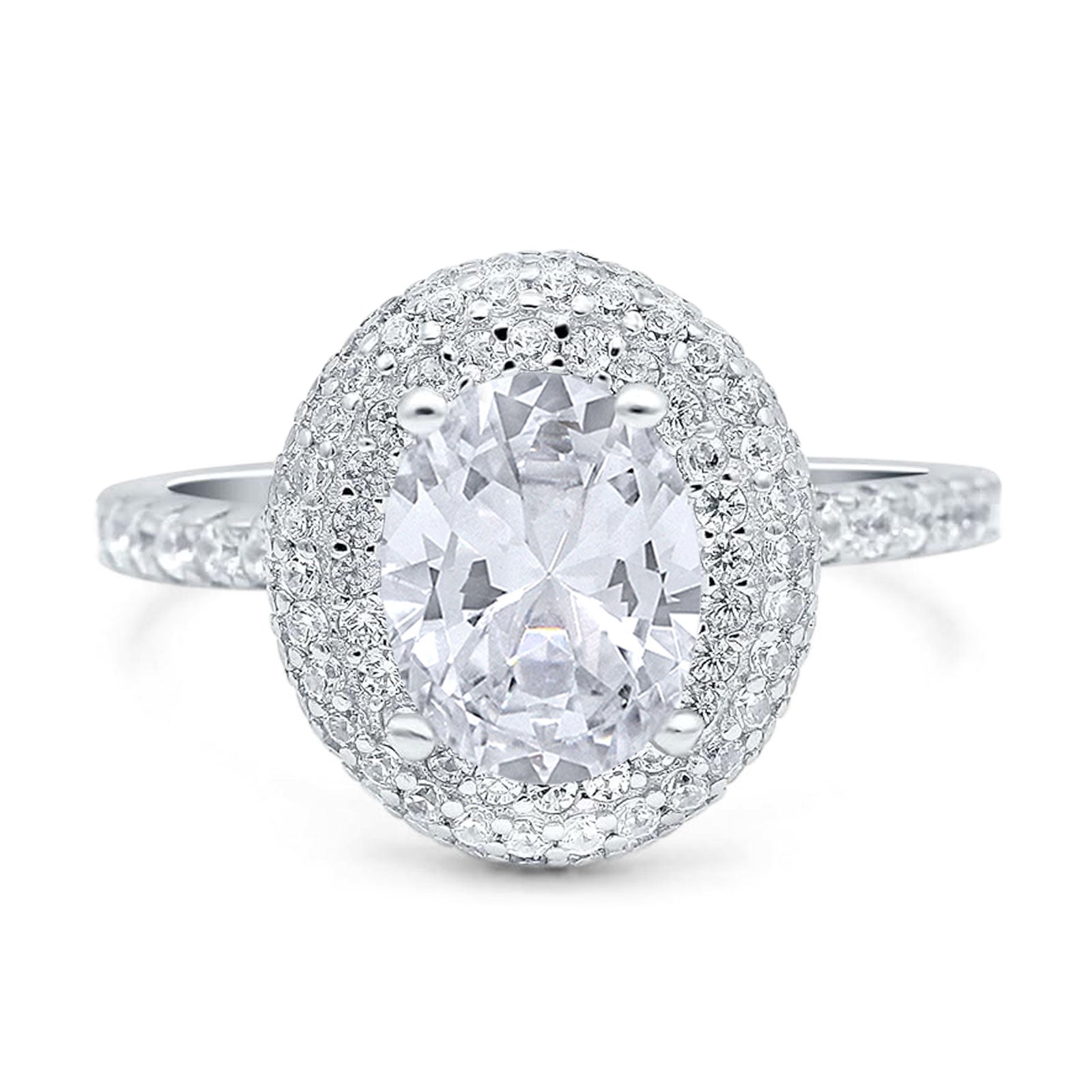 Oval Natural Stone Halo Wedding Ring
