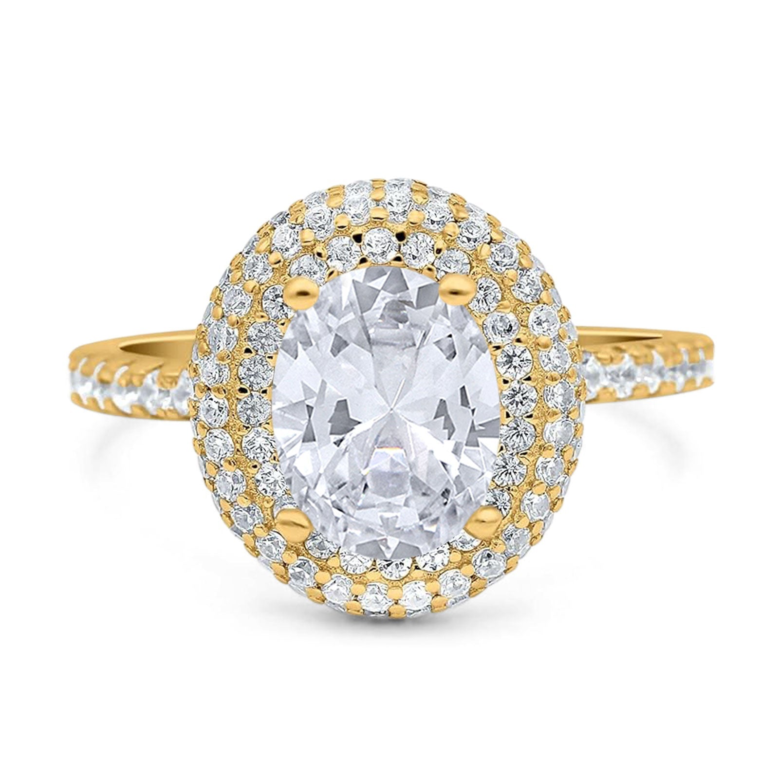 Oval Natural Stone Halo Wedding Ring