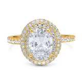 Oval Natural Stone Halo Wedding Ring