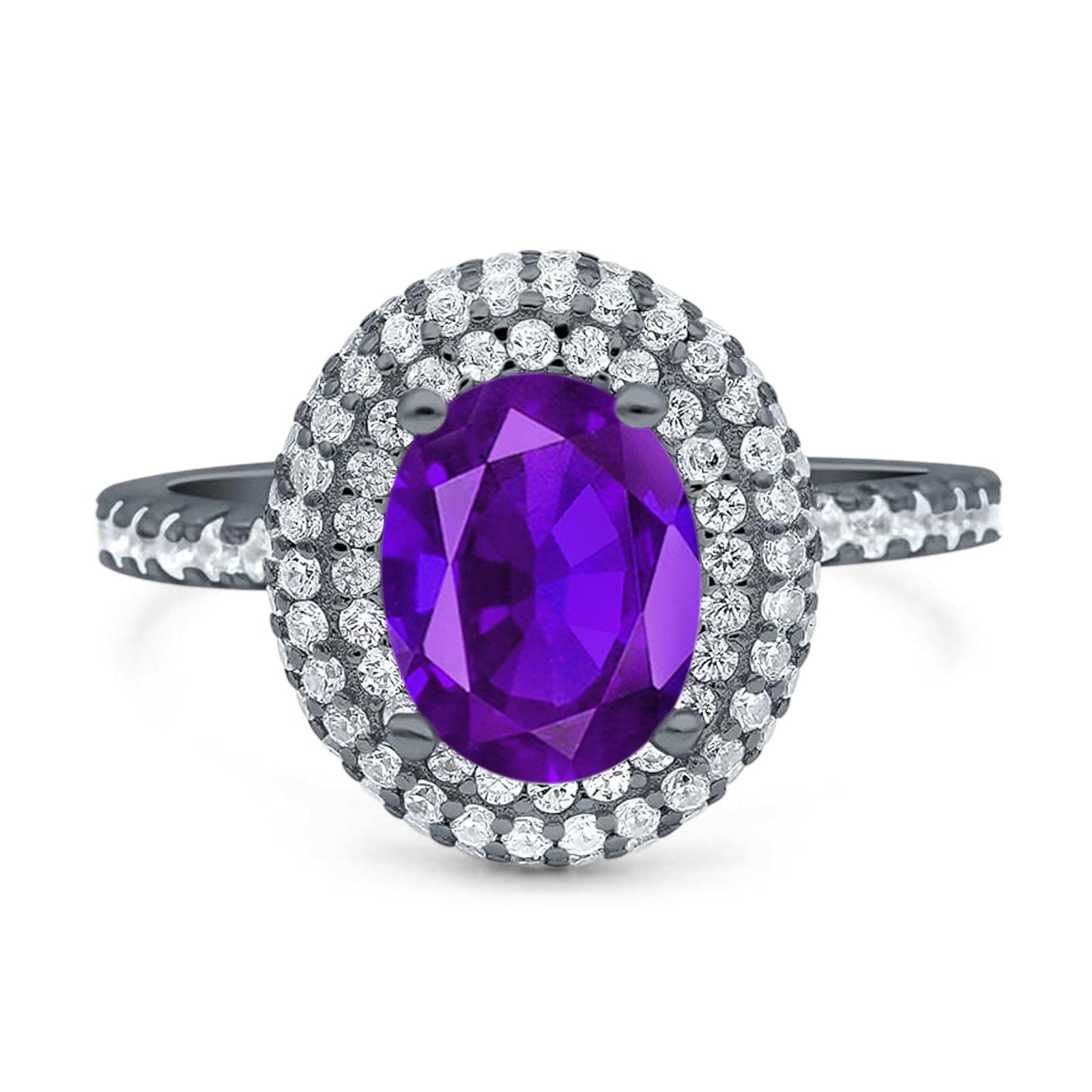 Oval Natural Stone Halo Wedding Ring