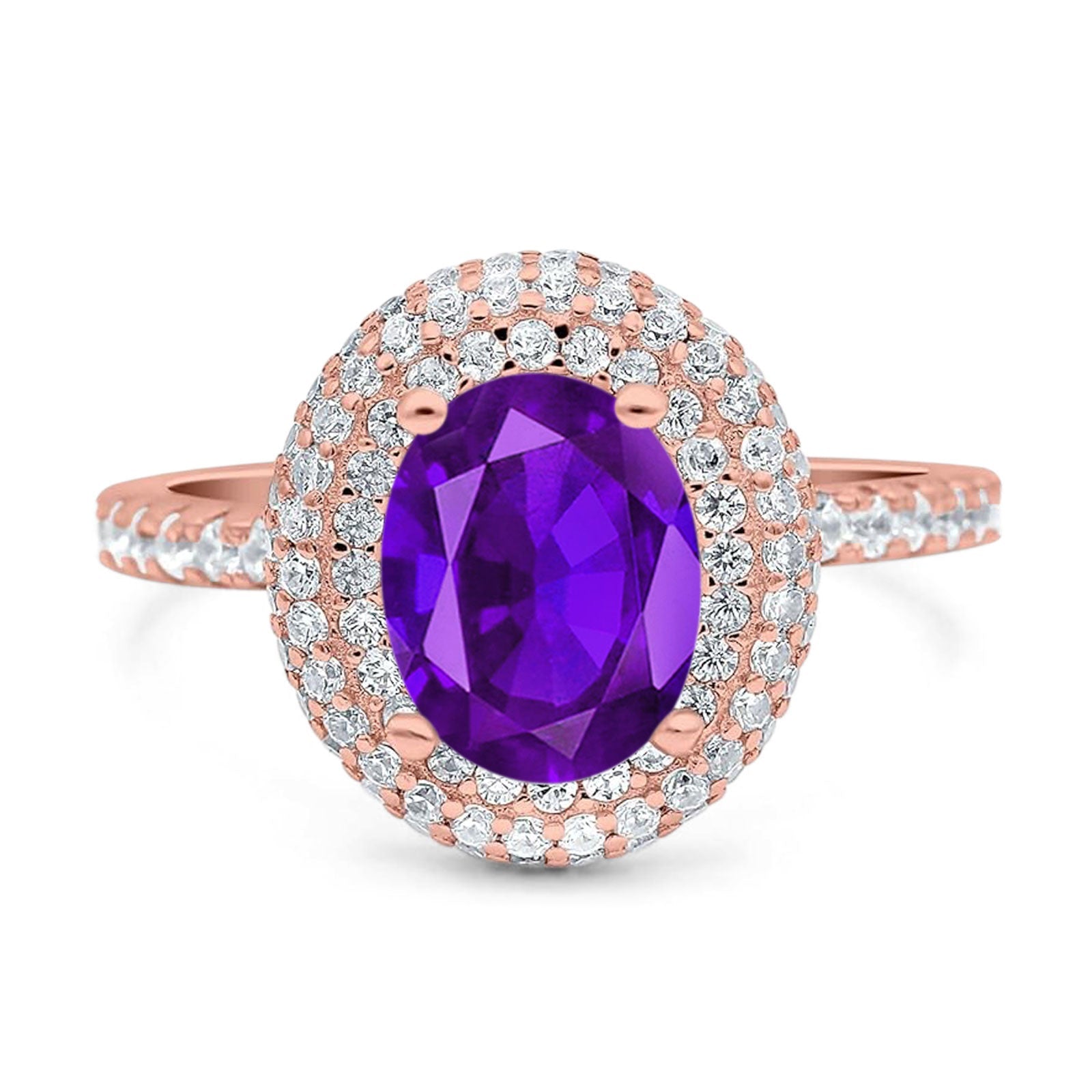 Oval Natural Stone Halo Wedding Ring