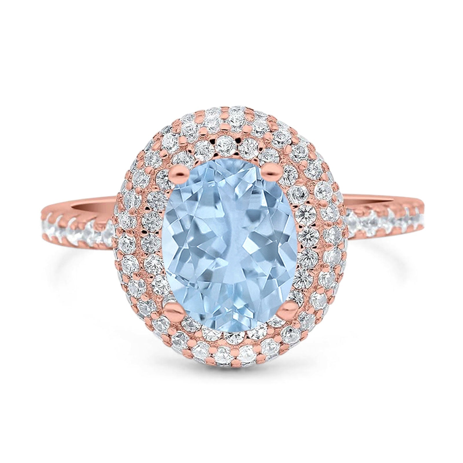 Oval Natural Stone Halo Wedding Ring