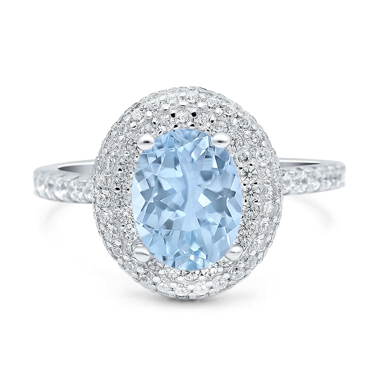 Oval Natural Stone Halo Wedding Ring