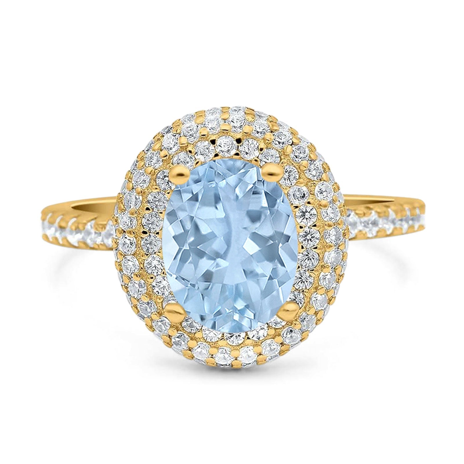 Oval Natural Stone Halo Wedding Ring