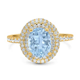 Oval Natural Stone Halo Wedding Ring