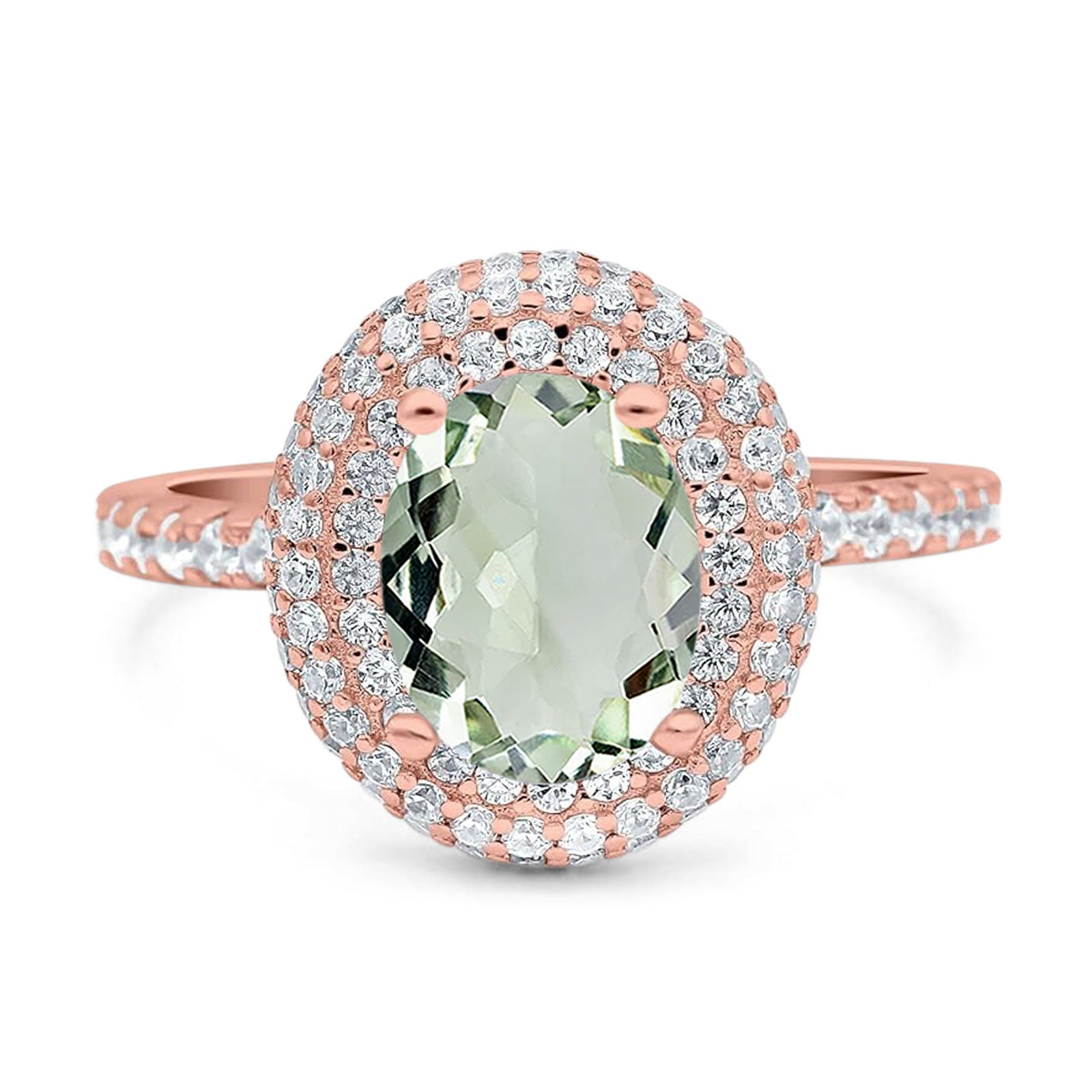 Oval Natural Stone Halo Wedding Ring