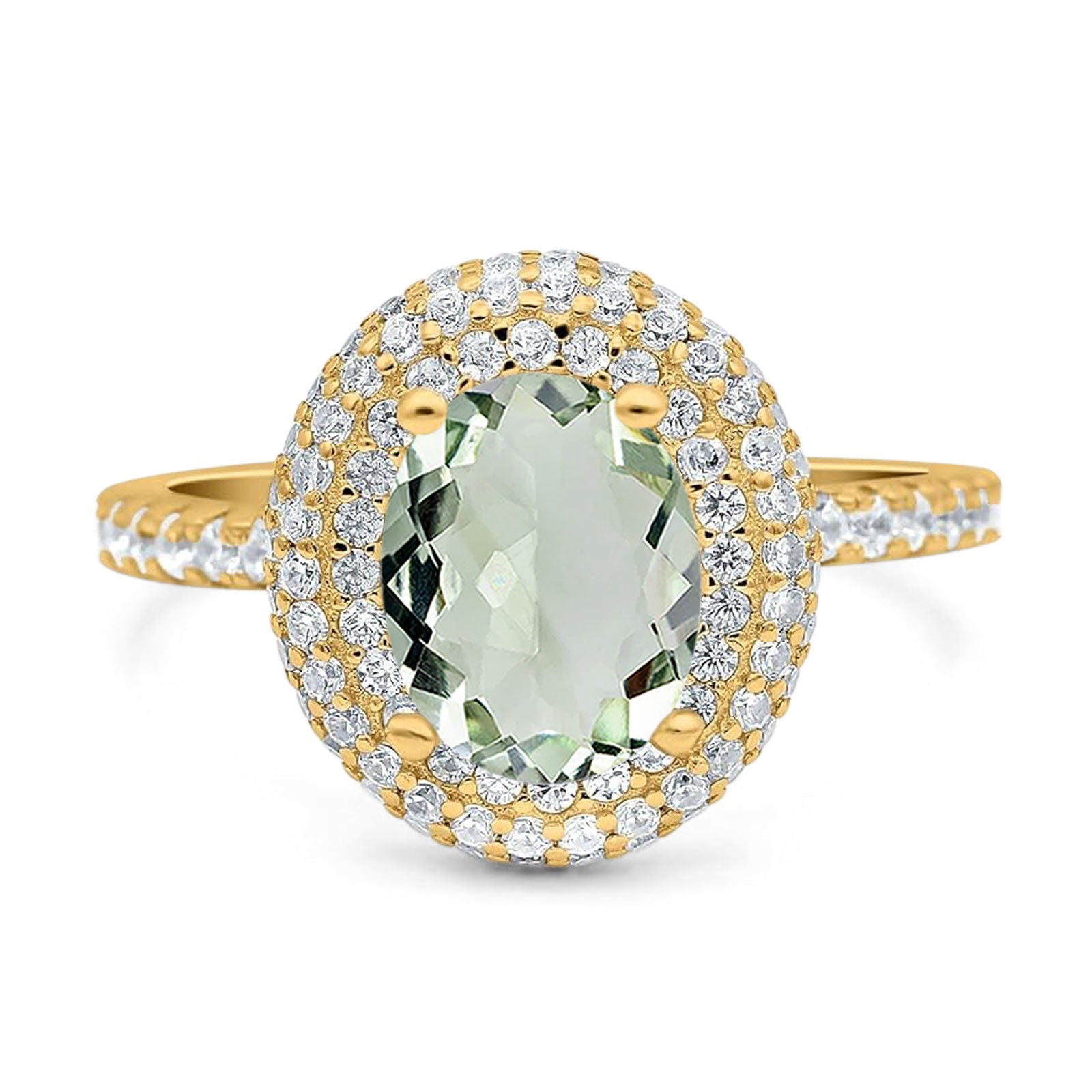 Oval Natural Stone Halo Wedding Ring