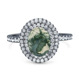 Oval Natural Stone Halo Wedding Ring