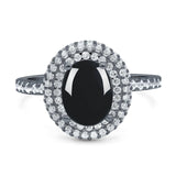Oval Natural Stone Halo Wedding Ring