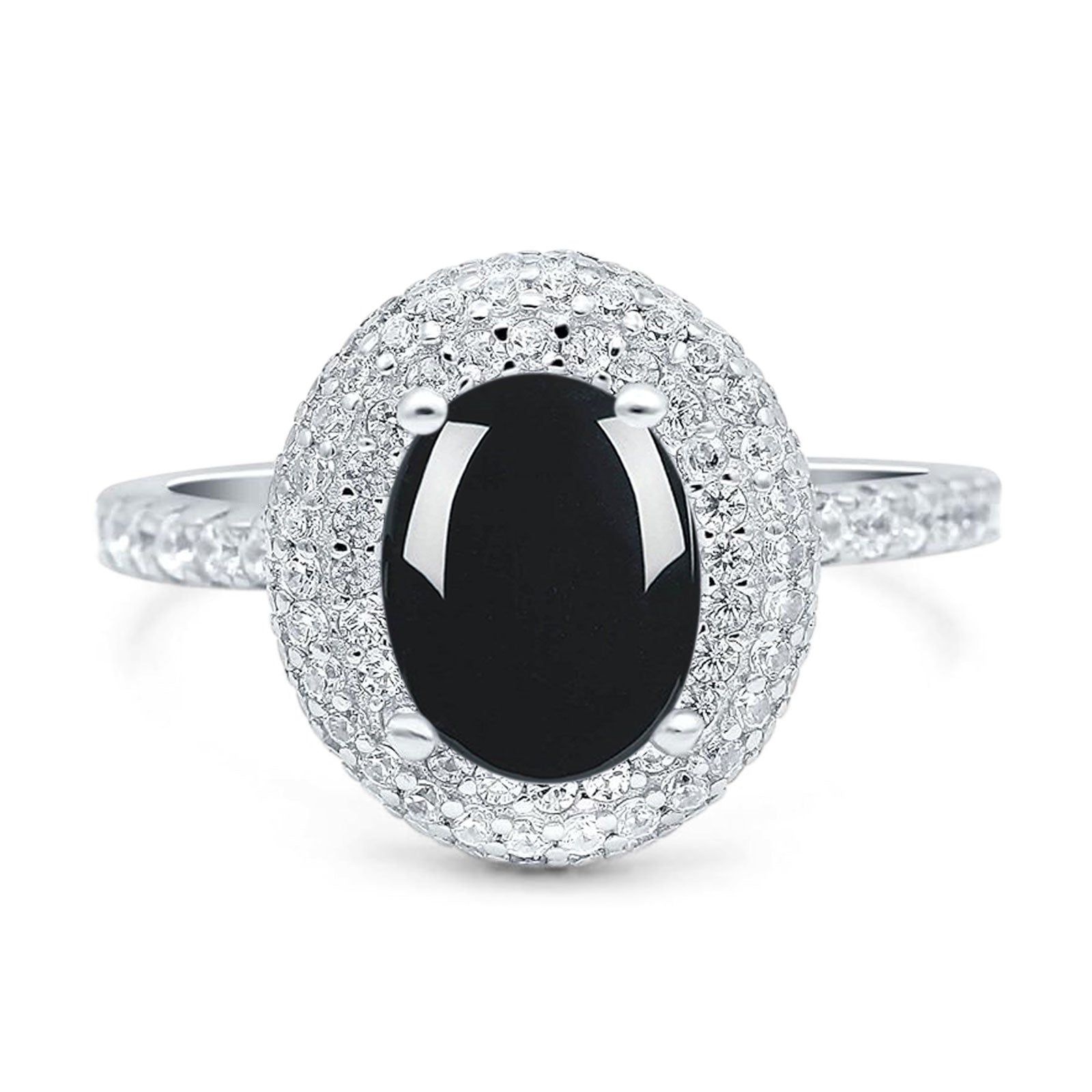 Oval Natural Stone Halo Wedding Ring