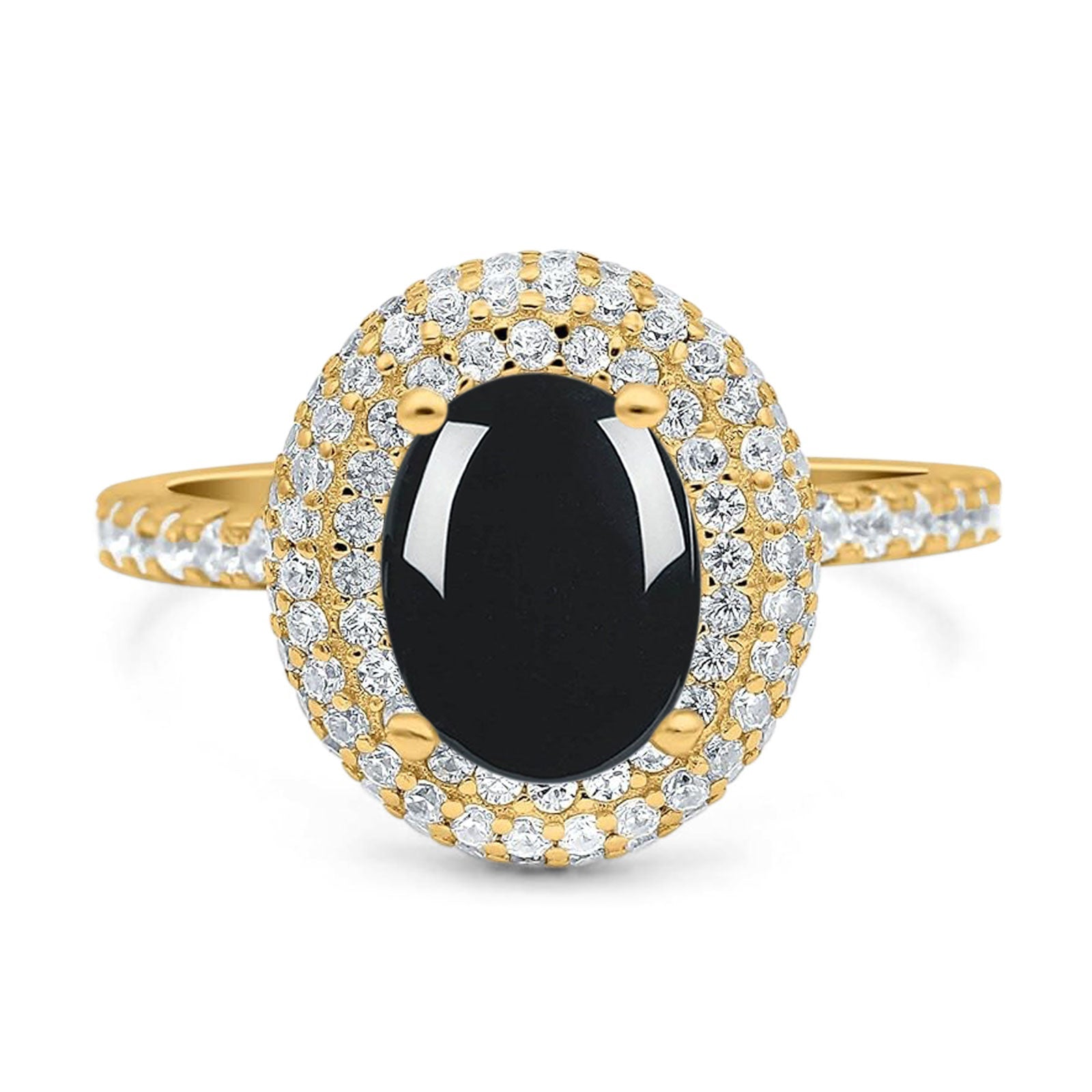 Oval Natural Stone Halo Wedding Ring