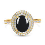 Oval Natural Stone Halo Wedding Ring