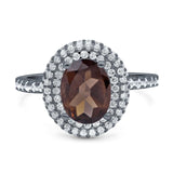 Oval Natural Stone Halo Wedding Ring