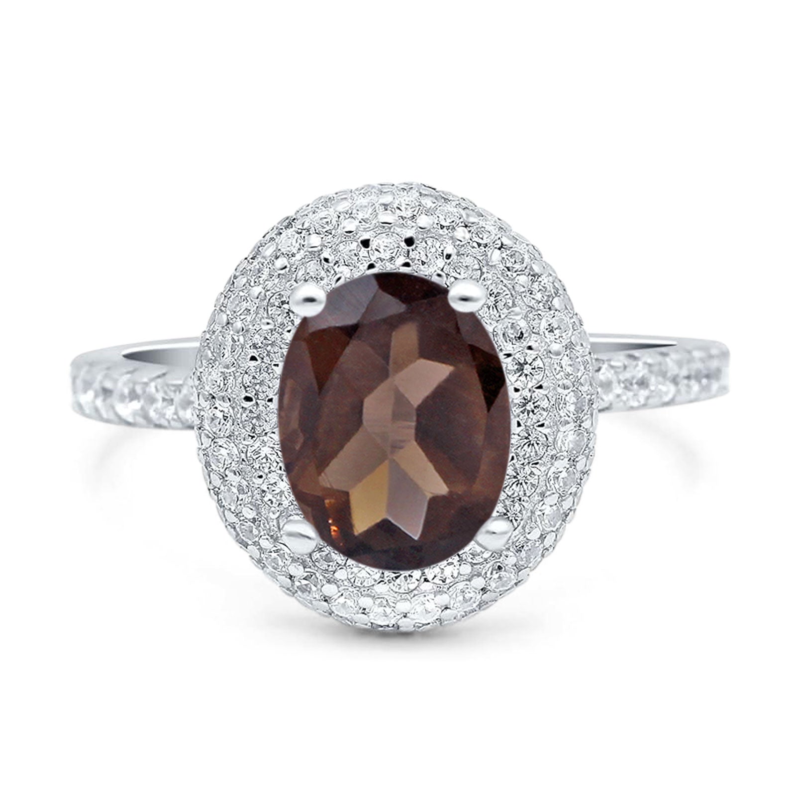 Oval Natural Stone Halo Wedding Ring