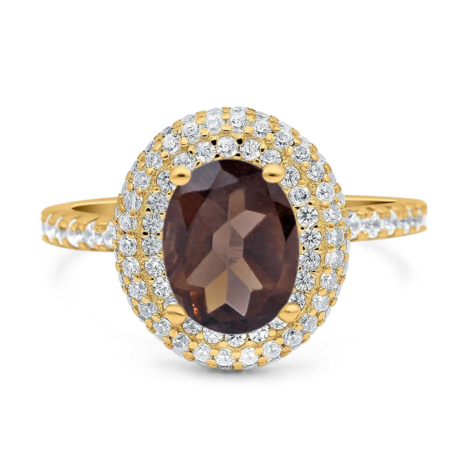 Oval Natural Stone Halo Wedding Ring