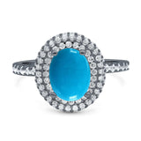Oval Natural Stone Halo Wedding Ring